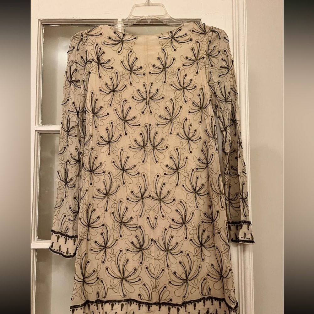 Free People Sicily Ivory beaded dress cream white statement beaded dress size 12 - Picture 7 of 7